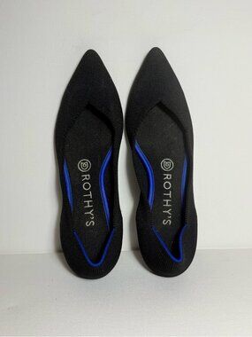 Rothy's The Point Womens Ballet Flat Black Knit Slip On Pointed Toe Size 8